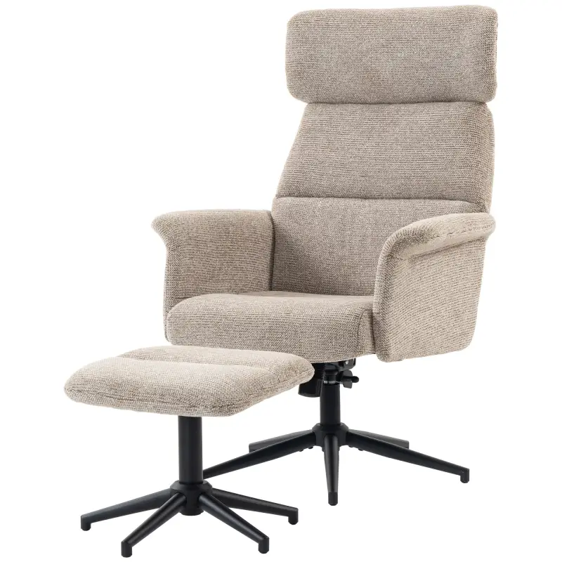 Sillón Relax con Reposapiés Reposacabezas Ajustable Giratorio Reclinable Asiento con Muelles Respaldo Alto Marrón