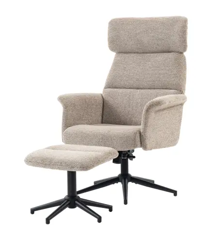 Sillón Relax con Reposapiés Reposacabezas Ajustable Giratorio Reclinable Asiento con Muelles Respaldo Alto Marrón