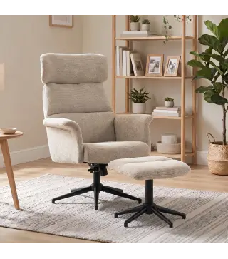 Sillón Relax con Reposapiés Reposacabezas Ajustable Giratorio Reclinable Asiento con Muelles Respaldo Alto Marrón