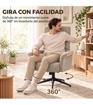 Sillón Relax con Reposapiés Reposacabezas Ajustable Giratorio Reclinable Asiento con Muelles Respaldo Alto Marrón
