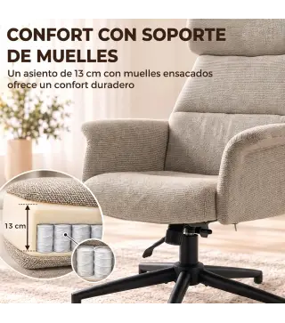Sillón Relax con Reposapiés Reposacabezas Ajustable Giratorio Reclinable Asiento con Muelles Respaldo Alto Marrón
