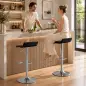 Juego de 2 Taburetes de Bar Giratorios Taburetes Altos de Cocina Altura Ajustable 62-83 cm Respaldo y Reposapiés Negro