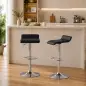 Juego de 2 Taburetes de Bar Giratorios Taburetes Altos de Cocina Altura Ajustable 62-83 cm Respaldo y Reposapiés Negro