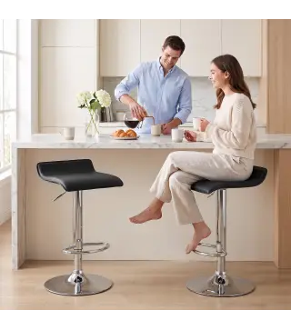 Juego de 2 Taburetes de Bar Giratorios Taburetes Altos de Cocina Altura Ajustable 62-83 cm Respaldo y Reposapiés Negro