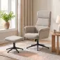 Sillón Relax con Reposapiés Reposacabezas Ajustable Giratorio Reclinable Asiento con Muelles Respaldo Alto Marrón