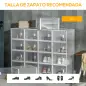 Organizador de Zapatos Modular Estantería Modulable con 18 Cubos Puertas Magnéticas 28x36x21 cm Transparente