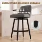 Juego de 2 Taburetes de Bar Giratorios Tapizados en Lino Respaldo y Reposapiés Marco de Acero Gris Oscuro
