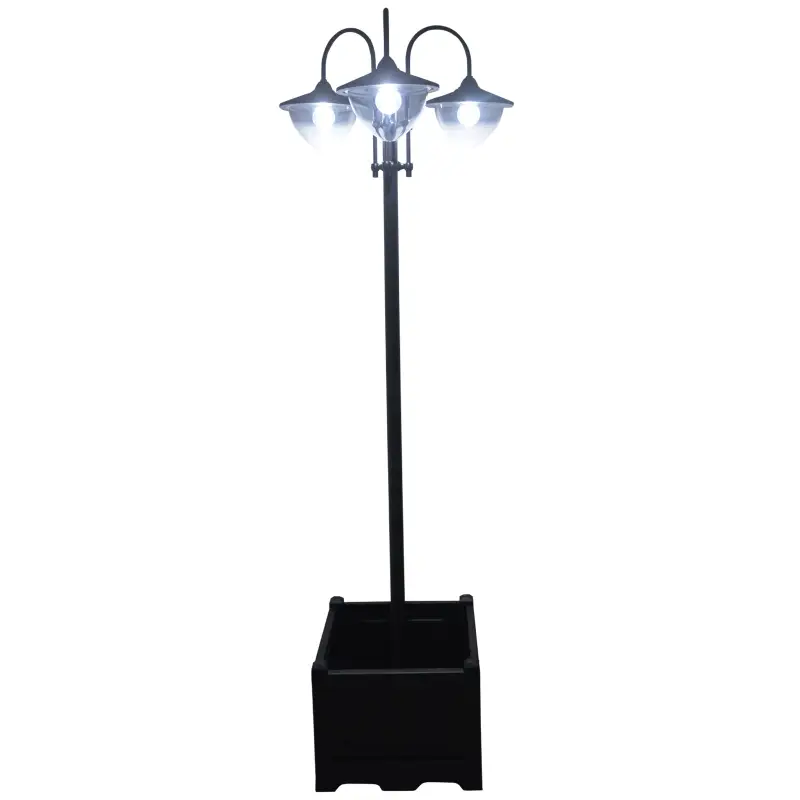 Farol Solar de Jardín con 18 Luces LED Blanca Fría 6000K IP44 para Camino Terraza Patio 60x55x189 cm Negro