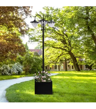 Farol Solar de Jardín con 18 Luces LED Blanca Fría 6000K IP44 para Camino Terraza Patio 60x55x189 cm Negro