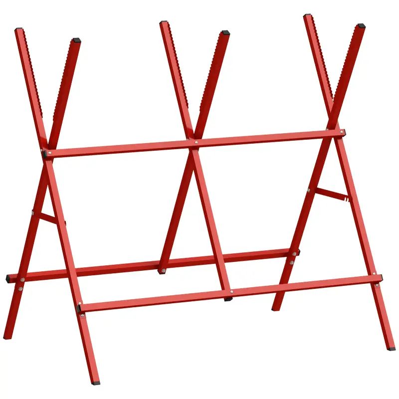 Caballete para Sierra Plegable Soporte Cortar Madera Altura y Ancho Ajustables Estructura en A Soporta hasta 150kg Rojo