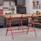 Caballete para Sierra Plegable Soporte Cortar Madera Altura y Ancho Ajustables Estructura en A Soporta hasta 150kg Rojo