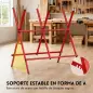 Caballete para Sierra Plegable Soporte Cortar Madera Altura y Ancho Ajustables Estructura en A Soporta hasta 150kg Rojo