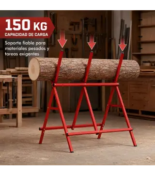 Caballete para Sierra Plegable Soporte Cortar Madera Altura y Ancho Ajustables Estructura en A Soporta hasta 150kg Rojo