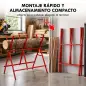 Caballete para Sierra Plegable Soporte Cortar Madera Altura y Ancho Ajustables Estructura en A Soporta hasta 150kg Rojo