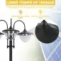 Farol Solar de Jardín con 18 Luces LED Blanca Fría 6000K IP44 para Camino Terraza Patio 60x55x189 cm Negro