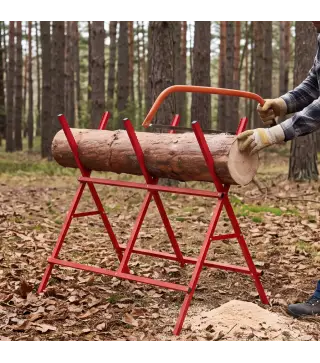 Caballete para Sierra Plegable Soporte Cortar Madera Altura y Ancho Ajustables Estructura en A Soporta hasta 150kg Rojo