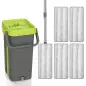 Set de Fregona Plana y Cubo con Escurridor 2 Compartimentos Cabezal 360° 5 Mopas Microfibra Uso Seco/Húmedo Gris Oscuro Set de Fregona Plana y Cubo con Escurridor 2 Compartimentos Cabezal 360° 5 Mopas Microfibra Uso Seco/Húmedo Gris Oscuro