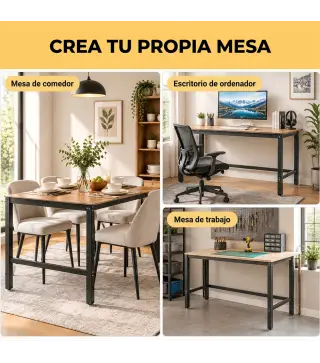 Patas de Mesa de Acero Patas para Muebles Industriales con Almohadillas Ajustables y Tornillos 150x50x81,5 cm Negro
