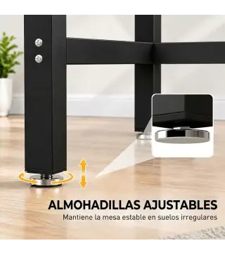 Patas de Mesa de Acero Patas para Muebles Industriales con Almohadillas Ajustables y Tornillos 150x50x81,5 cm Negro