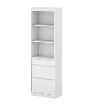 Estantería para Libros Alta y Estrecha Librería 6 Niveles con 3 Cajones 3 Compartimentos Abiertos 57x30x180 cm Blanco
