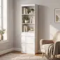 Estantería para Libros Alta y Estrecha Librería 6 Niveles con 3 Cajones 3 Compartimentos Abiertos 57x30x180 cm Blanco Estantería para Libros Alta y Estrecha Librería 6 Niveles con 3 Cajones 3 Compartimentos Abiertos 57x30x180 cm Blanco