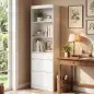 Estantería para Libros Alta y Estrecha Librería 6 Niveles con 3 Cajones 3 Compartimentos Abiertos 57x30x180 cm Blanco Estantería para Libros Alta y Estrecha Librería 6 Niveles con 3 Cajones 3 Compartimentos Abiertos 57x30x180 cm Blanco