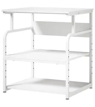 Soporte para Impresora con Ruedas 3 Niveles y Estante Ajustable 60x50x68 cmBlanco