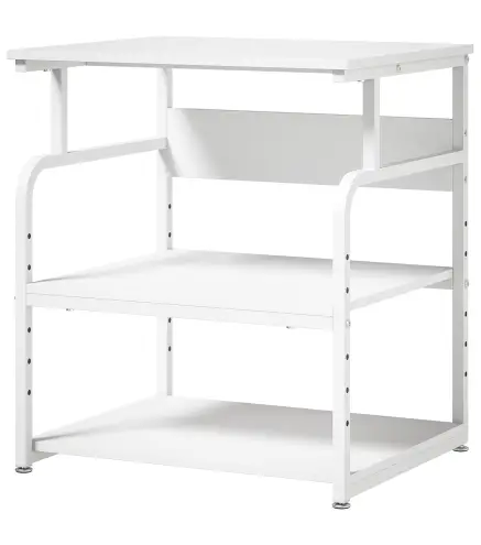 Soporte para Impresora con Ruedas 3 Niveles y Estante Ajustable 60x50x68 cmBlanco