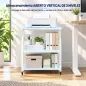 Soporte para Impresora con Ruedas 3 Niveles y Estante Ajustable 60x50x68 cmBlanco