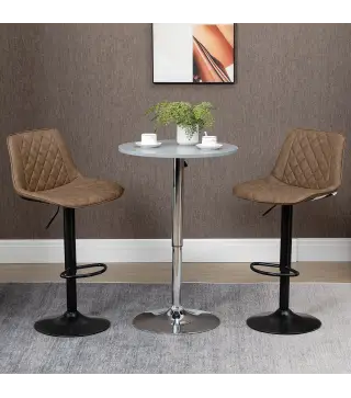 Juego de 2 Taburetes de Cocina Taburetes Altos con Altura Ajustable Asiento Giratorio 46,5x51x86-106 cm Marrón