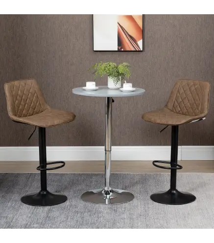 Juego de 2 Taburetes de Cocina Taburetes Altos con Altura Ajustable Asiento Giratorio 46,5x51x86-106 cm Marrón