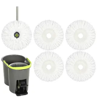 Juego de Fregona y Cubo con Escurridor 2 Compartimentos Cubo de 20 L 5 Mopas Microfibra Uso Seco y Húmedo Gris Oscuro