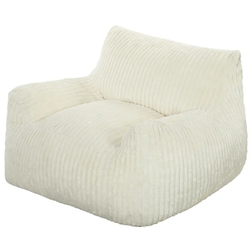 Sillón de Suelo de Pana con Respaldo Reposabrazos Acolchado Grueso Sin Estructura Sin Montaje Blanco Crema Sillón de Suelo de Pana con Respaldo Reposabrazos Acolchado Grueso Sin Estructura Sin Montaje Blanco Crema
