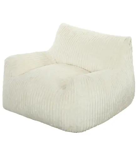 Sillón de Suelo de Pana con Respaldo Reposabrazos Acolchado Grueso Sin Estructura Sin Montaje Blanco Crema