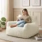 Sillón de Suelo de Pana con Respaldo Reposabrazos Acolchado Grueso Sin Estructura Sin Montaje Blanco Crema Sillón de Suelo de Pana con Respaldo Reposabrazos Acolchado Grueso Sin Estructura Sin Montaje Blanco Crema