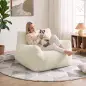 Sillón de Suelo de Pana con Respaldo Reposabrazos Acolchado Grueso Sin Estructura Sin Montaje Blanco Crema Sillón de Suelo de Pana con Respaldo Reposabrazos Acolchado Grueso Sin Estructura Sin Montaje Blanco Crema