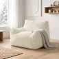 Sillón de Suelo de Pana con Respaldo Reposabrazos Acolchado Grueso Sin Estructura Sin Montaje Blanco Crema Sillón de Suelo de Pana con Respaldo Reposabrazos Acolchado Grueso Sin Estructura Sin Montaje Blanco Crema