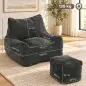 Sillón de Suelo con Reposapiés en Chenilla Sin Estructura con Respaldo Reposabrazos Acolchado Grueso Sin Montaje Gris Sillón de Suelo con Reposapiés en Chenilla Sin Estructura con Respaldo Reposabrazos Acolchado Grueso Sin Montaje Gris