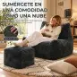 Sillón de Suelo con Reposapiés en Chenilla Sin Estructura con Respaldo Reposabrazos Acolchado Grueso Sin Montaje Gris Sillón de Suelo con Reposapiés en Chenilla Sin Estructura con Respaldo Reposabrazos Acolchado Grueso Sin Montaje Gris