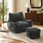 Sillón de Suelo con Reposapiés en Chenilla Sin Estructura con Respaldo Reposabrazos Acolchado Grueso Sin Montaje Gris Sillón de Suelo con Reposapiés en Chenilla Sin Estructura con Respaldo Reposabrazos Acolchado Grueso Sin Montaje Gris