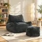 Sillón de Suelo con Reposapiés en Chenilla Sin Estructura con Respaldo Reposabrazos Acolchado Grueso Sin Montaje Gris Sillón de Suelo con Reposapiés en Chenilla Sin Estructura con Respaldo Reposabrazos Acolchado Grueso Sin Montaje Gris