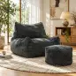 Sillón de Suelo con Reposapiés en Chenilla Sin Estructura con Respaldo Reposabrazos Acolchado Grueso Sin Montaje Gris Sillón de Suelo con Reposapiés en Chenilla Sin Estructura con Respaldo Reposabrazos Acolchado Grueso Sin Montaje Gris