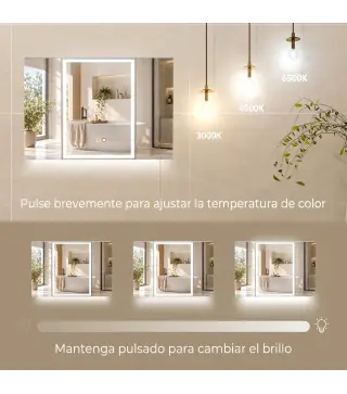Armario de Baño con Espejo de LED Toma de Corriente 3 Puertas Antivaho Estantes Ajustables de Vidrio Templado Blanco