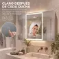 Armario de Baño con Espejo de LED Toma de Corriente 3 Puertas Antivaho Estantes Ajustables de Vidrio Templado Blanco Armario de Baño con Espejo de LED Toma de Corriente 3 Puertas Antivaho Estantes Ajustables de Vidrio Templado Blanco