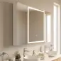 Armario de Baño con Espejo de LED Toma de Corriente 3 Puertas Antivaho Estantes Ajustables de Vidrio Templado Blanco Armario de Baño con Espejo de LED Toma de Corriente 3 Puertas Antivaho Estantes Ajustables de Vidrio Templado Blanco