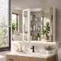 Armario de Baño con Espejo de LED Toma de Corriente 3 Puertas Antivaho Estantes Ajustables de Vidrio Templado Blanco Armario de Baño con Espejo de LED Toma de Corriente 3 Puertas Antivaho Estantes Ajustables de Vidrio Templado Blanco