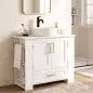 Mueble Bajo Lavabo Estantes en la Puerta Portarrollos Cajón Compartimentos Abiertos para Lavabo sin Pedestal Blanco