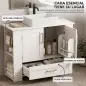 Mueble Bajo Lavabo Estantes en la Puerta Portarrollos Cajón Compartimentos Abiertos para Lavabo sin Pedestal Blanco