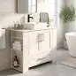 Mueble Bajo Lavabo Estantes en la Puerta Portarrollos Cajón Compartimentos Abiertos para Lavabo sin Pedestal Blanco