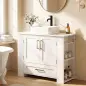 Mueble Bajo Lavabo Estantes en la Puerta Portarrollos Cajón Compartimentos Abiertos para Lavabo sin Pedestal Blanco